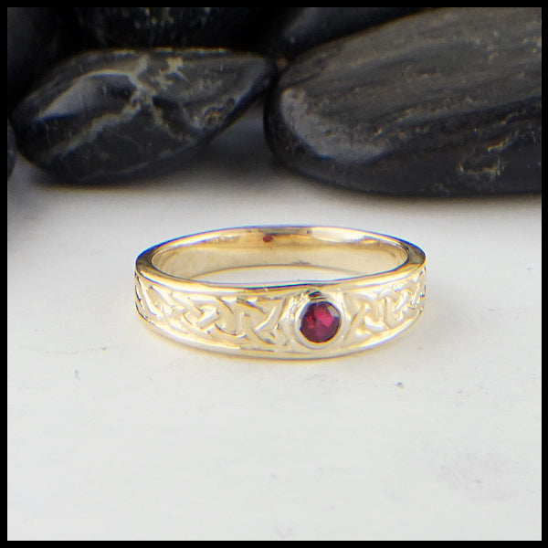 Celtic ring with ruby