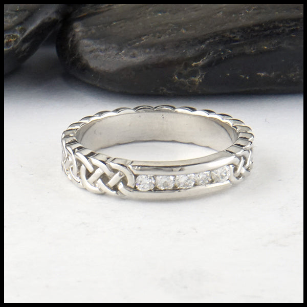 Josephine's Knot Anniversary Band in 14K White Gold with Diamonds