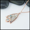 Blue Topaz  Pendant in 14K Rose and White Gold