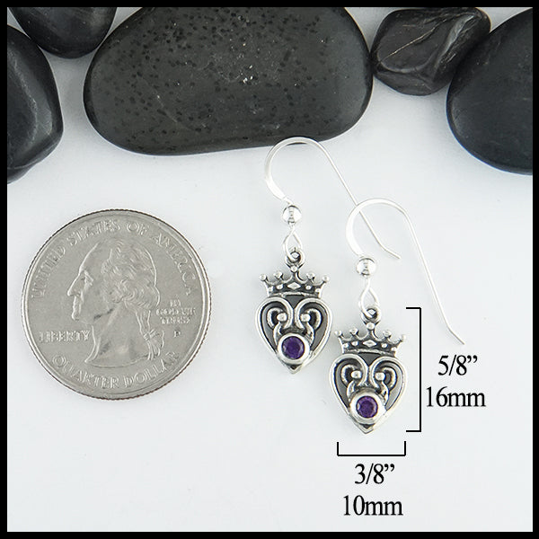 Amethyst Luckenbooth Earrings Measure 5/8" by 3/8".