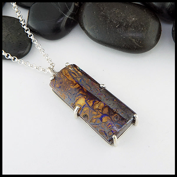 Boulder Opal Pine Tree  Pendant