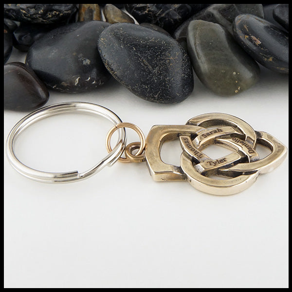 Profile view of bronze Father's Knot Keychain