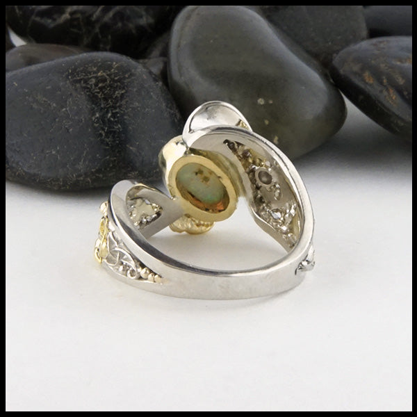 Underside view of Celtic Opal Ring