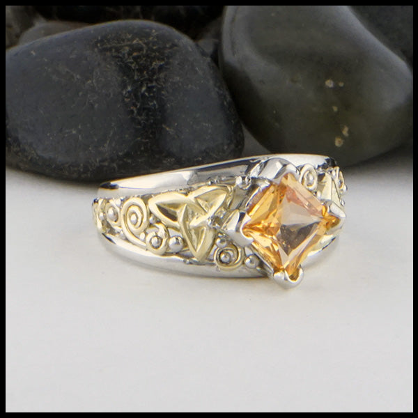 Princess Cut Orange Sapphire Ring by Walker Metalsmiths