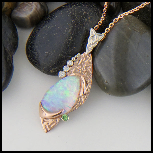 Opal and Rose Gold pendant by Walker Metalsmiths
