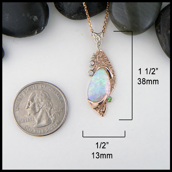 Opal and Diamond pendant in rose gold