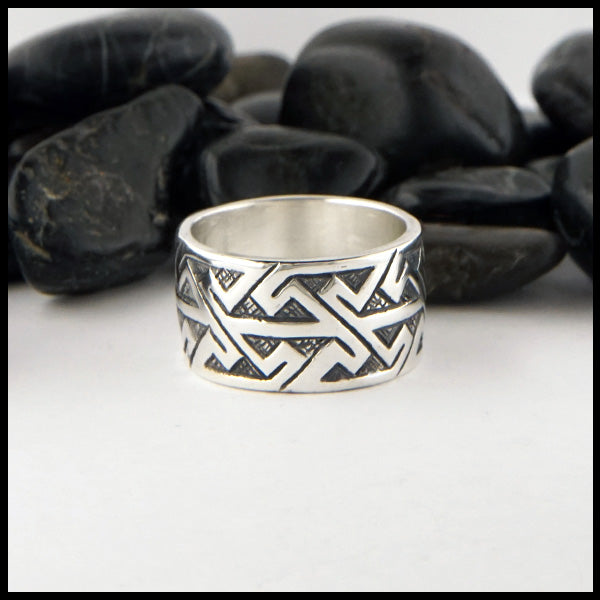 Wide Pictish Key Pattern Ring in Sterling Silver – Walker Metalsmiths