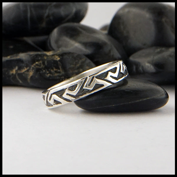 Narrow Pictish Key Pattern ring in silver