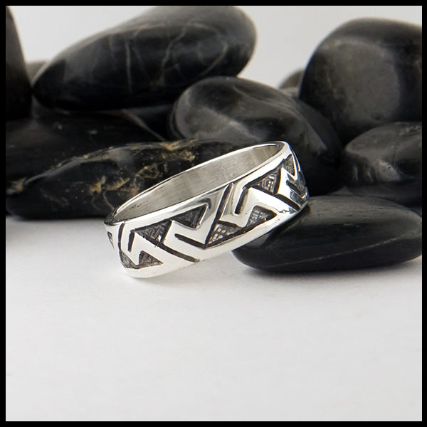 Pictish Key Pattern Ring in sterling silver