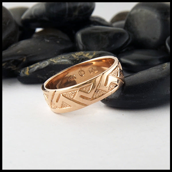 Pictish Key Pattern Ring in Rose Gold