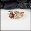 Purple Garnet  and Diamond Custom ring in 14K White and Rose gold
