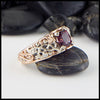 Purple garnet and diamond custom ring in 14K white and rose gold