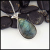 Labradorite Cattail Pendant in sterling silver