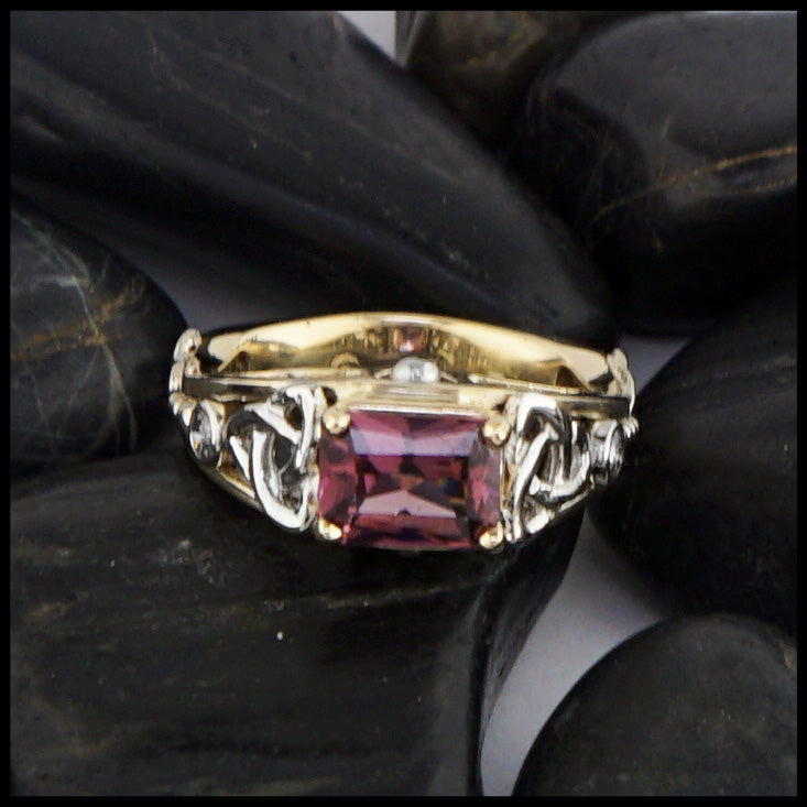 GEM BLEU Rhodolite Garnet and Diamond Halo Ring in 14K White Gold | Gem  Shopping Network Official