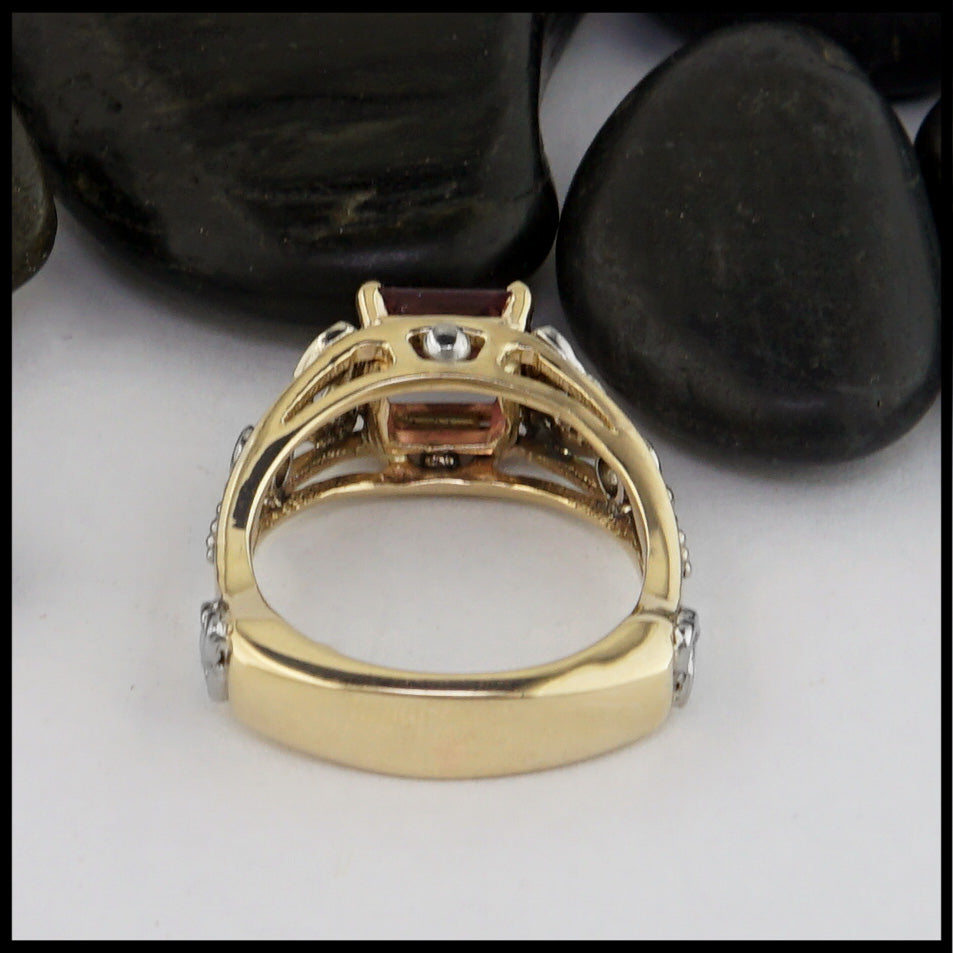 1920s Rose Gold Rhodolite Garnet & Diamond Filigree Engagement Ring —  Antique Jewelry Mall