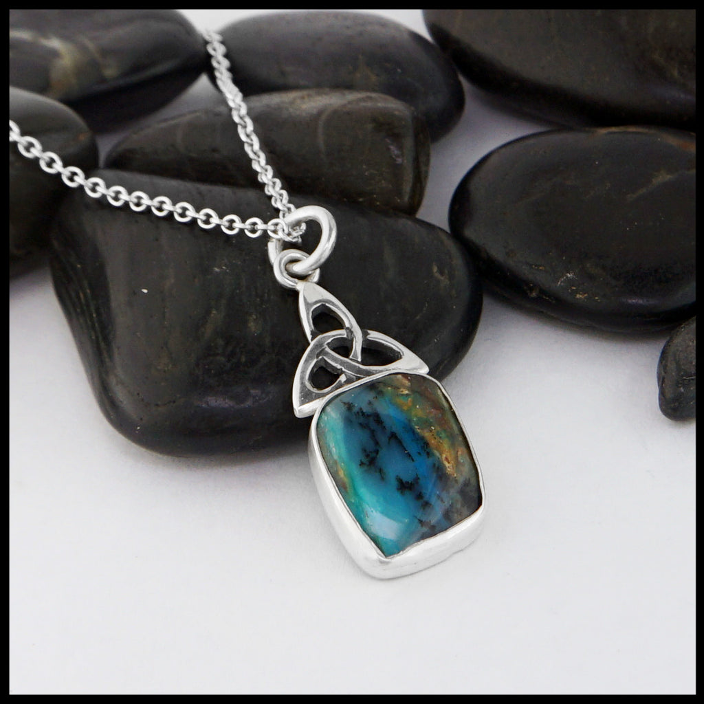 trinity knot pendant with peruvian opal