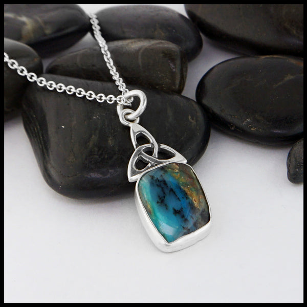 trinity knot pendant with peruvian opal