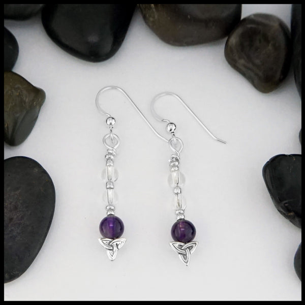trinity knot earrings with amethyst 