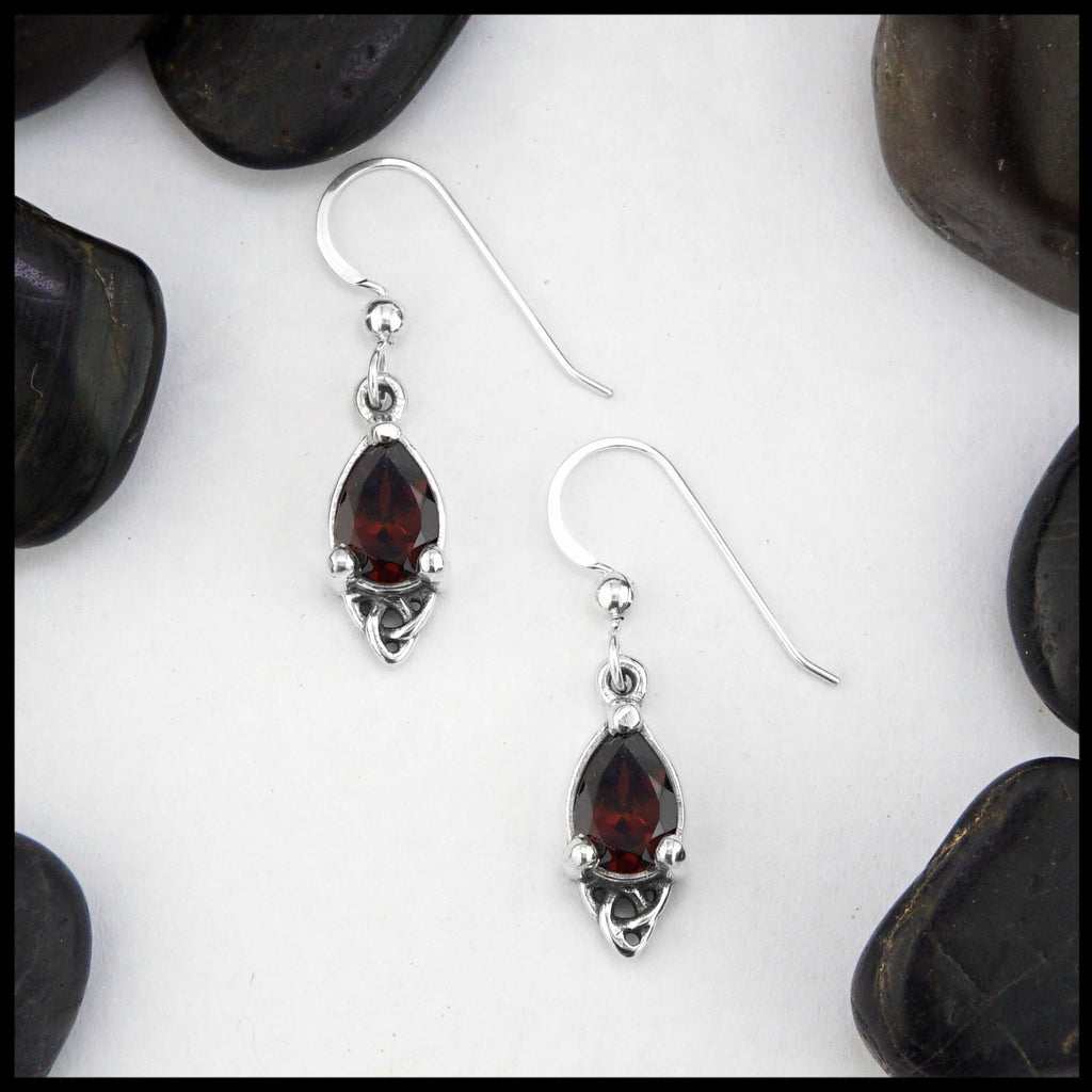 celtic goddess earrings with garnet