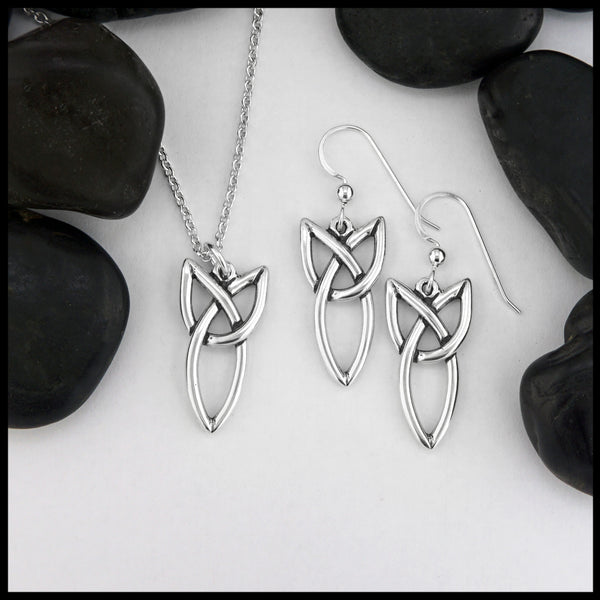 trinity knot pendant and earring set