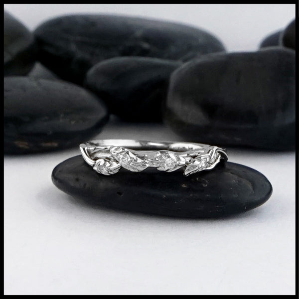 leaf and vine band options with diamonds 