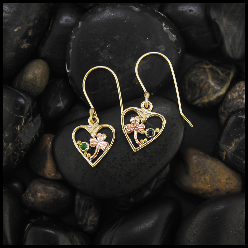Shamrock & Tsavorite Earrings in Gold
