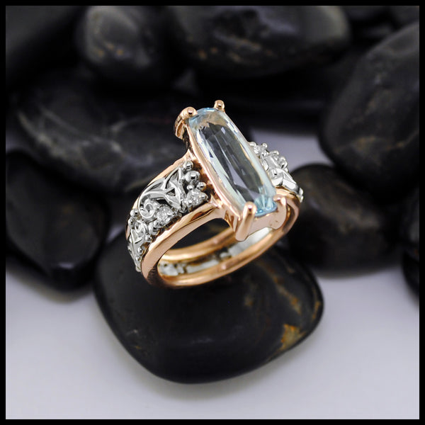 Aquamarine and Diamond Custom Ring