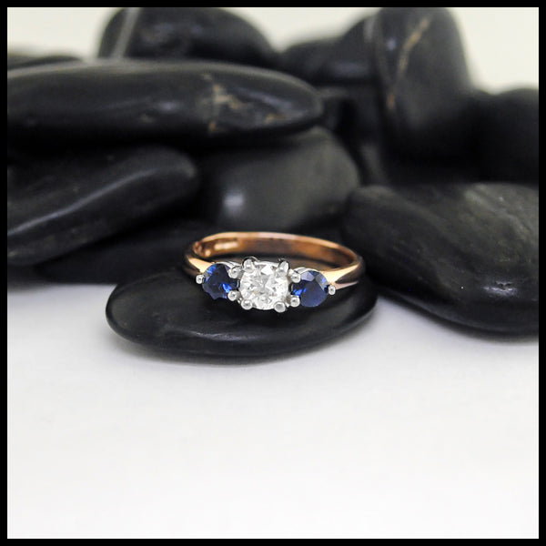 Rose Gold Diamond and Sapphire Ring