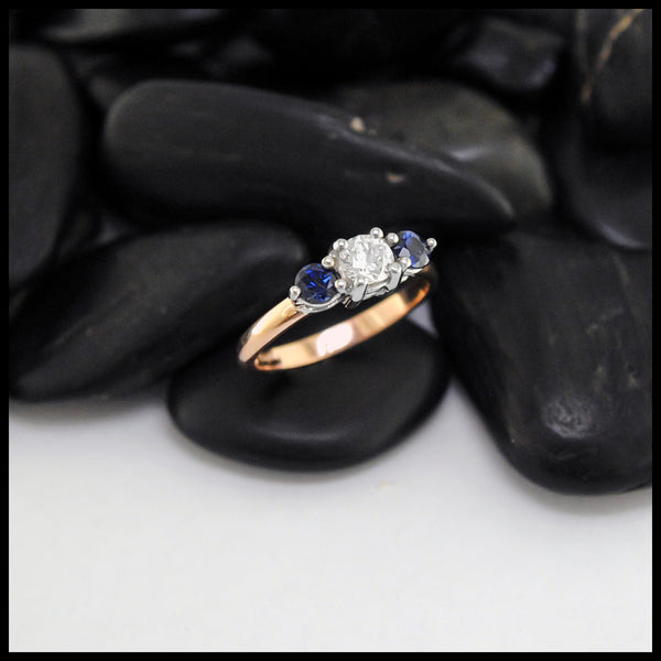 Rose Gold Diamond and Sapphire Ring