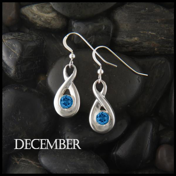 December birthstone drop earrings