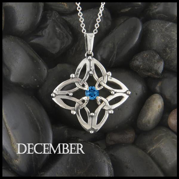 December Birthstone Celtic Trinity Star Pendant