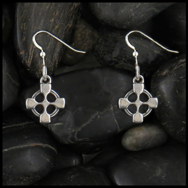 small celtic cross earrings sterling silver equal arms drop walker metalsmiths