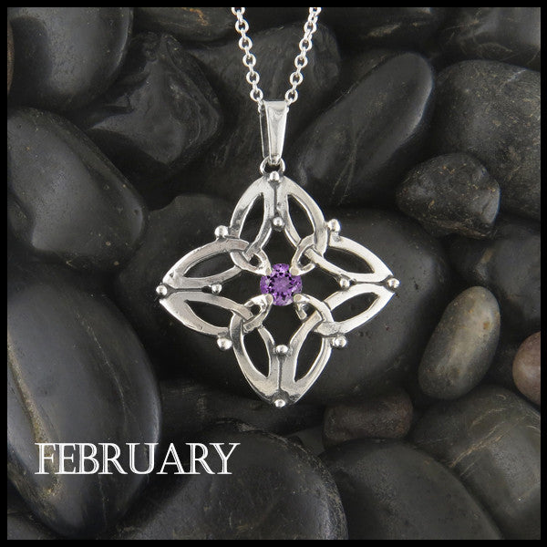 February Birthstone Celtic Trinity Star Pendant