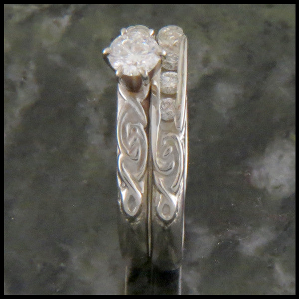 Simple Celtic Knot Diamond Wedding Ring Set