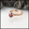 Rhodolite Garnet Trinity Scroll Ring in Rose Gold