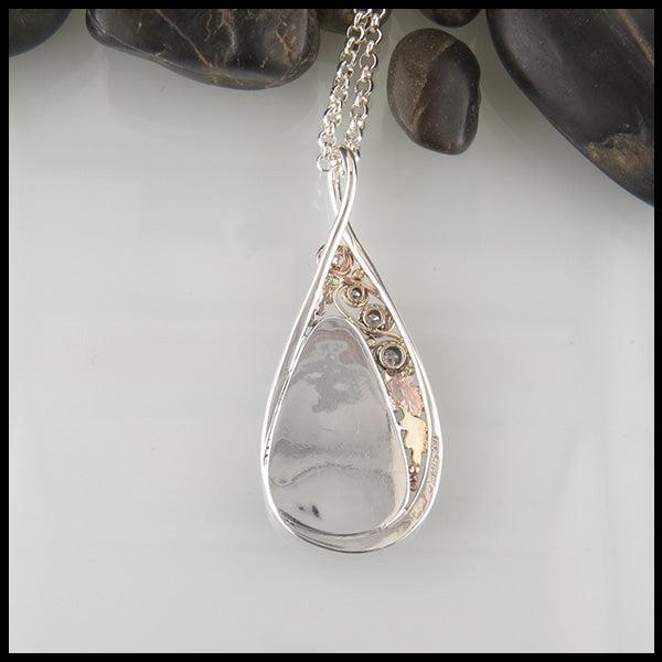 Reverse view of Custom Opal Pendant in Sterling Silver & Gold