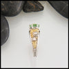 Yellow and White Gold Custom Ring with Mint Garnet and Diamonds