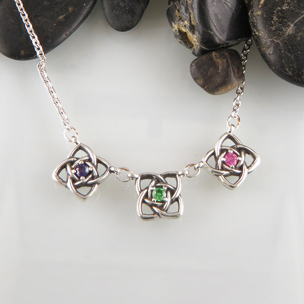 Mother's Celtic Starlight Birthstone Necklace