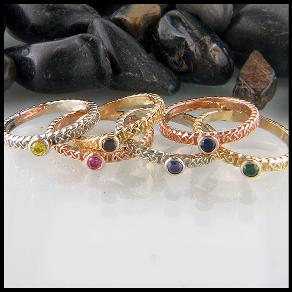 Gold Celtic Stacking Rings by Walker Metalsmiths