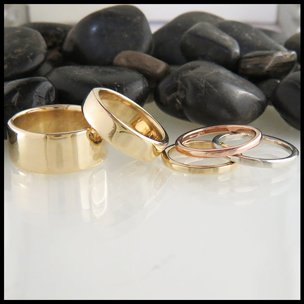 14K Plain Bands handcrafted by Walker Metalsmiths 