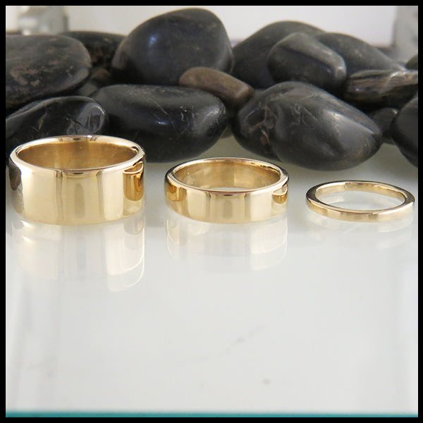 14K Plain Gold Rings custom designed by Walker Metalsmiths 