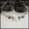 Silver and Rose Gold Floral Necklace with White Opal