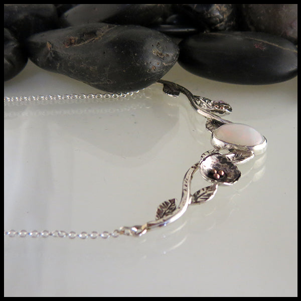 Custom Silver Bar Pendant with White Opal