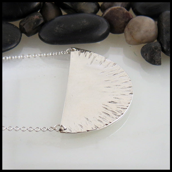 Large half circle silver necklace