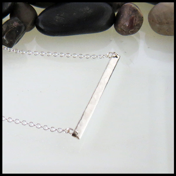 Hammered silver bar pendant