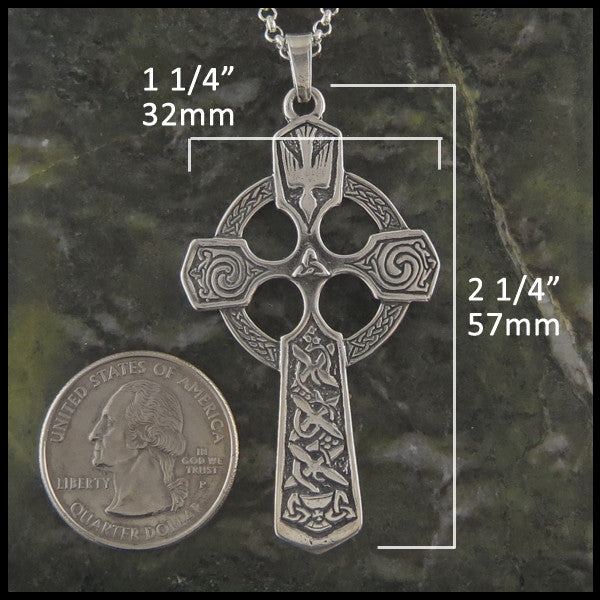Large Trinity and Dove Cross in Sterling Silver with Gemstones