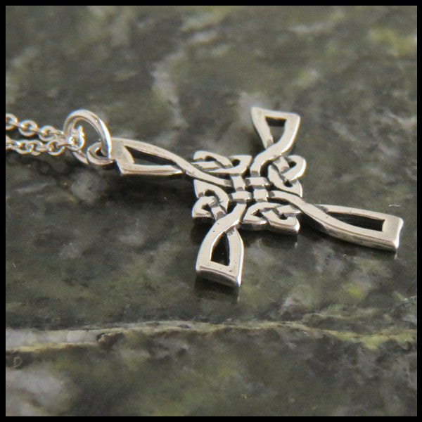 Open Knotwork St Brigid Celtic Cross in Sterling Silver