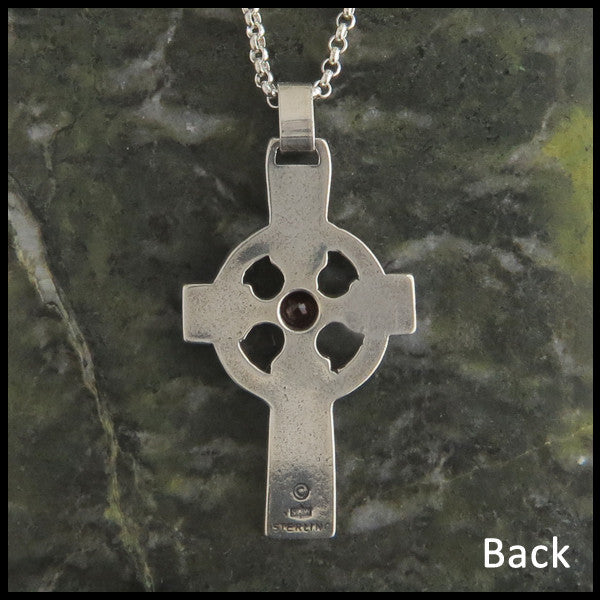 Celtic Ivy Cross in Sterling Silver with Gemstones by Walker Metalsmiths 