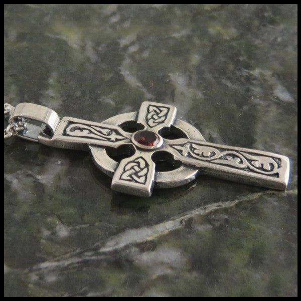 Walker Metalsmiths Celtic Ivy Cross in Sterling Silver with Gemstones