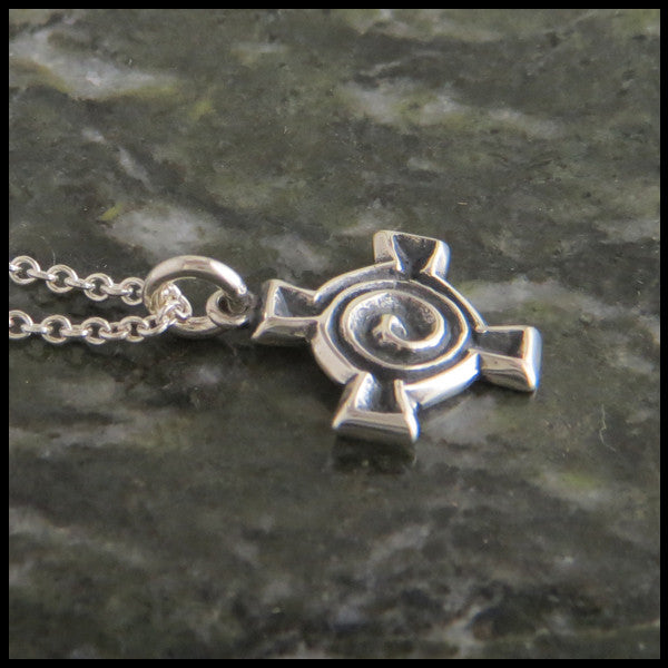 Small Spiral Celtic Cross Pendant in Sterling Silver